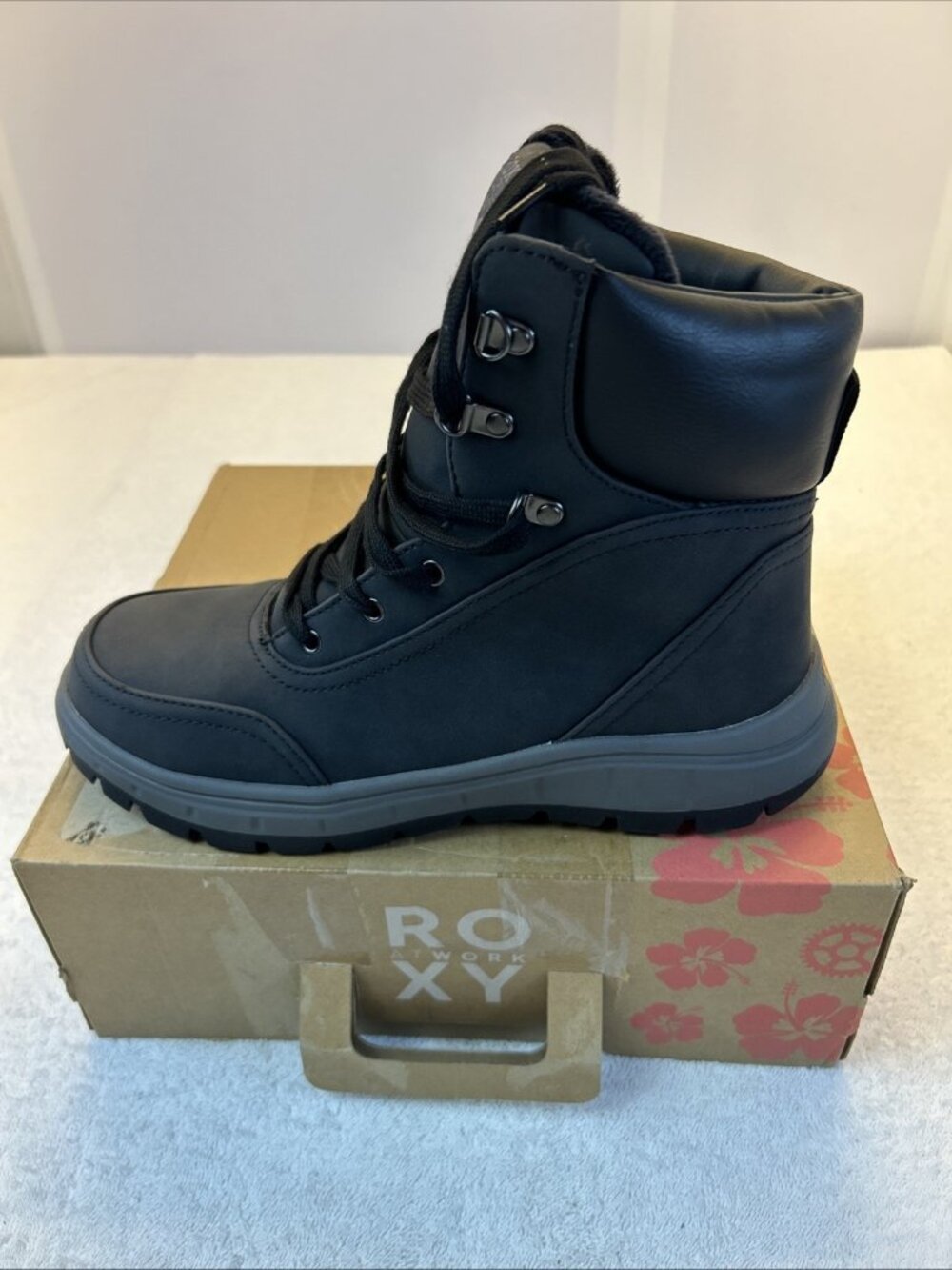 Roxy At Work Karmel Composite Toe Lace-up Work Boot Black  Women SZ 10 NEW